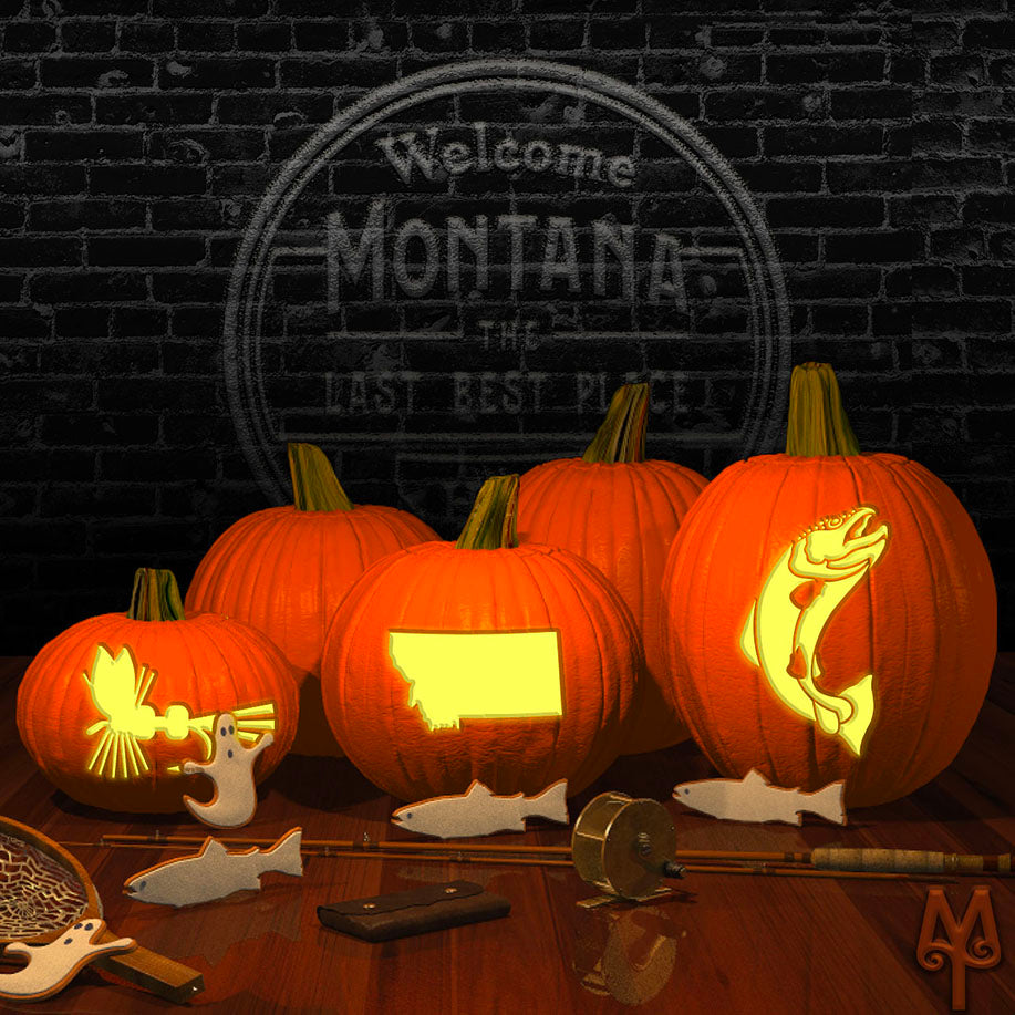 Free Fly Fishing Halloween Jack-O-Lantern Stencils