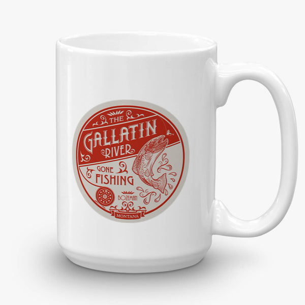 Gallatin River Gone Fishing, coffee mug, 15 oz, front
