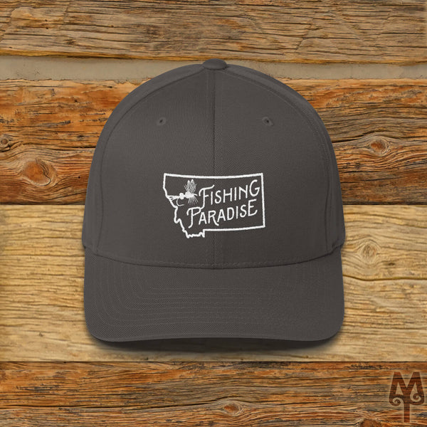 Montana Fishing Paradise, Fly Fishing Ball Cap, Dark Grey