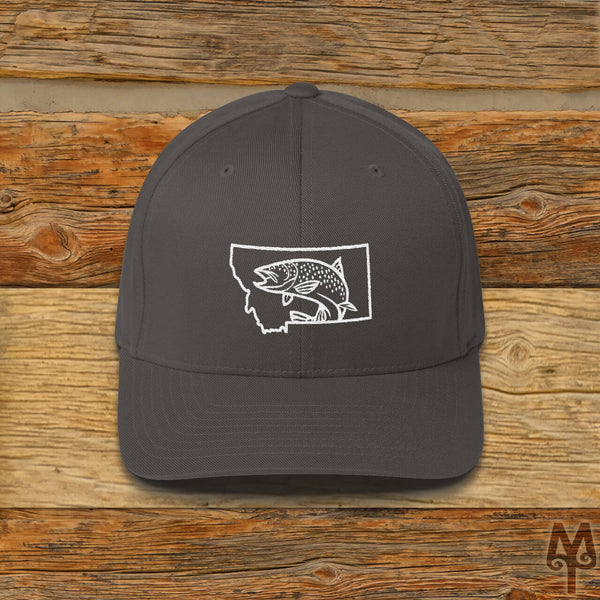 Montana Brown Trout, Fly Fishing Ball Cap, Dark Grey