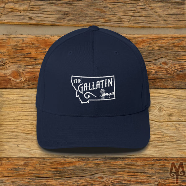 Gallatin River, Fly Fishing Ball Cap, Dark Navy