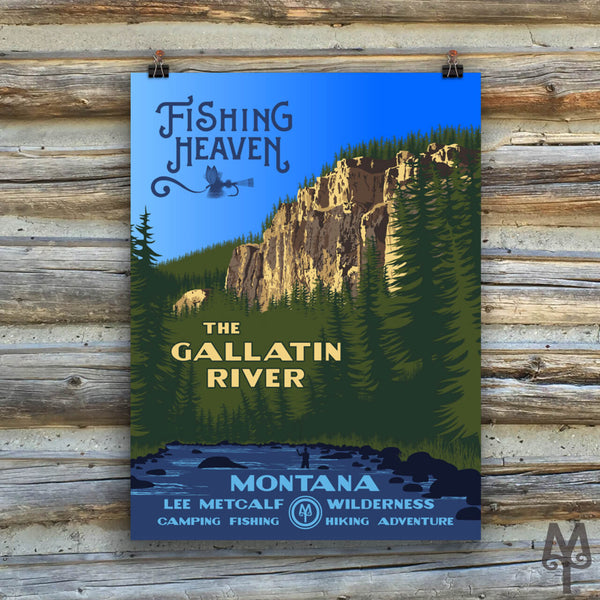 Gallatin River, Fishing Heaven, new unframed poster