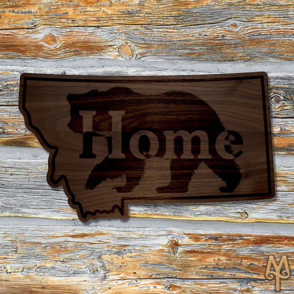 Wood Montana Home Bear Wall Sign
