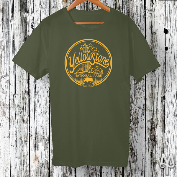 Old Faithful, gold logo t-shirt, Olive