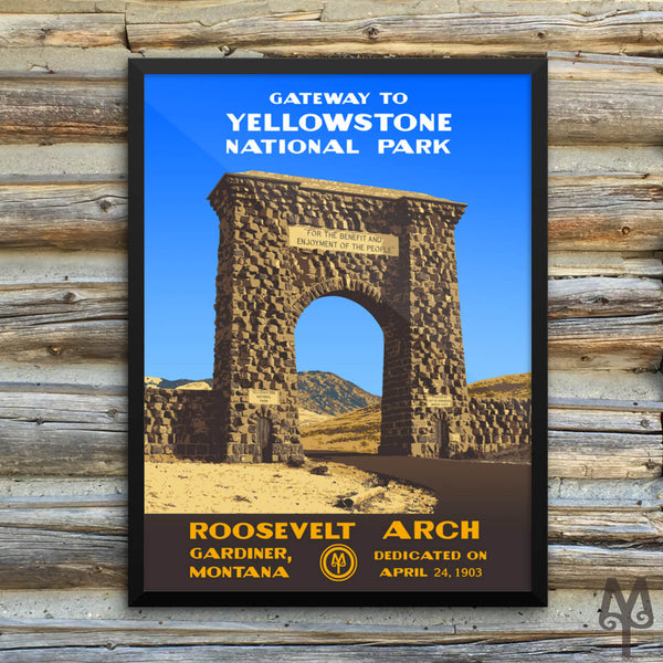 Yellowstone National Park, Roosevelt Arch, framed poster