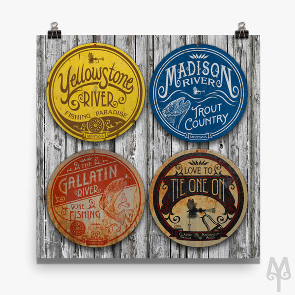 Fishing Montana Wall Signs, unframed poster