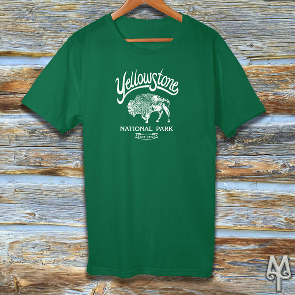 Yellowstone Bison, white logo t-shirt